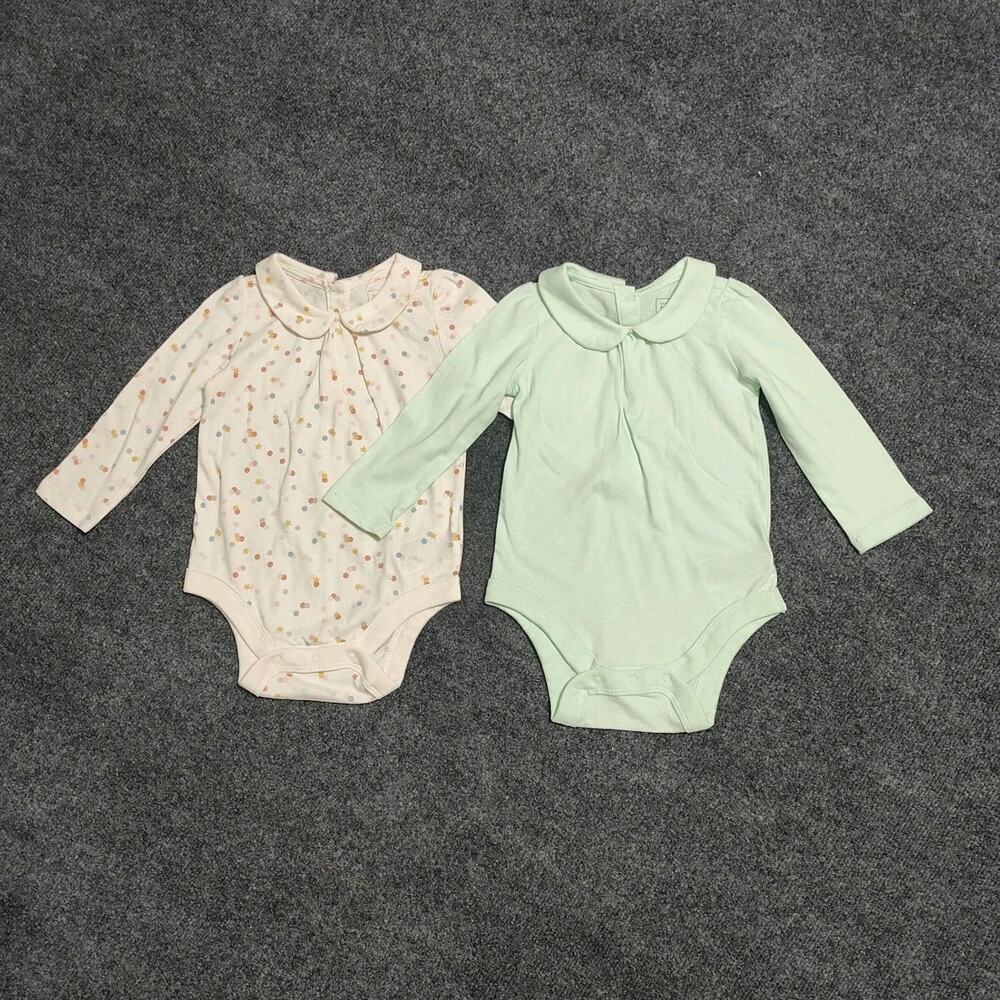 Baby Gap Infant Girl Pair Of Peter Pan Collar Bodysuits 12-18 Months New